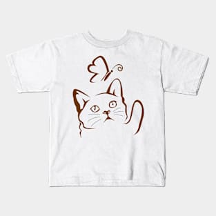 Cat and butterfly Kids T-Shirt